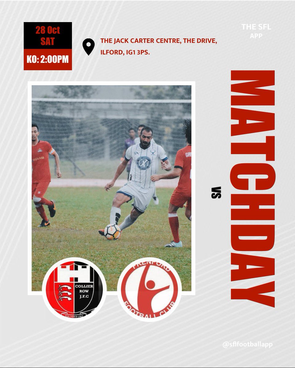 Next game for the lads is an away trip to Frenford A in the <a href="/EssexAllianceFL/">Essex Alliance FL</a> &amp; is a top of the table clash with 2nd meeting 3rd for the first time this season. Looking to continue the great run of form we are on and put in another good performance - UP THE ROW 🔴⚫️
