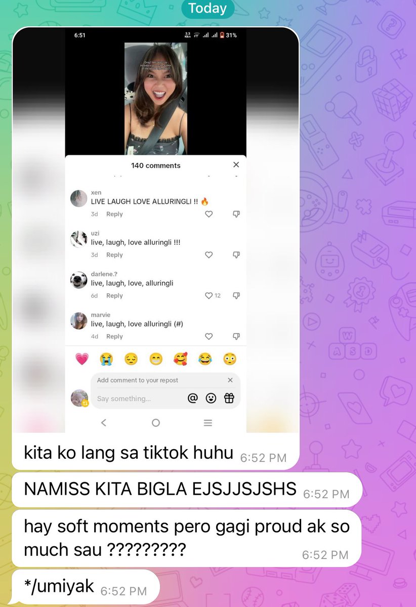 alluringliwp's tweet photo. “live, laugh, love alluringli.” 😭 thank you guys so much. lately, i’ve been needing hugs and this comforts me a lot. love you > 3000!!! https://t.co/IGv8VjgICG