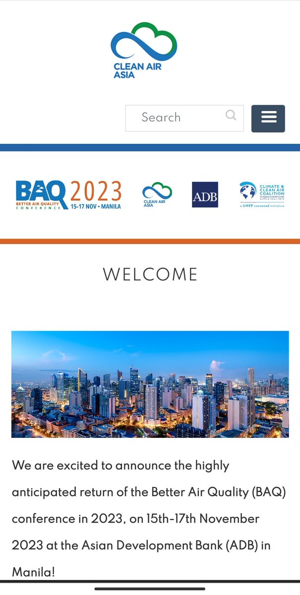 Tirthankar Banerjee (@tirthankar_iesd) on Twitter photo 11th Better Air Quality conference (BAQ) on 13-17 November 2023 at the ADB Headquarters, Manila, Philippines by <a href="/cleanairasia/">Clean Air Asia</a> with the Asian Development Bank (ADB), and the <a href="/ccacoalition/">Climate & Clean Air Coalition</a> (a UNEP convened initiative)
cleanairasia.org/baq 11th Better Air Quality conference (BAQ) on 13-17 November 2023 at the ADB Headquarters, Manila, Philippines by <a href="/cleanairasia/">Clean Air Asia</a> with the Asian Development Bank (ADB), and the <a href="/ccacoalition/">Climate & Clean Air Coalition</a> (a UNEP convened initiative)
cleanairasia.org/baq