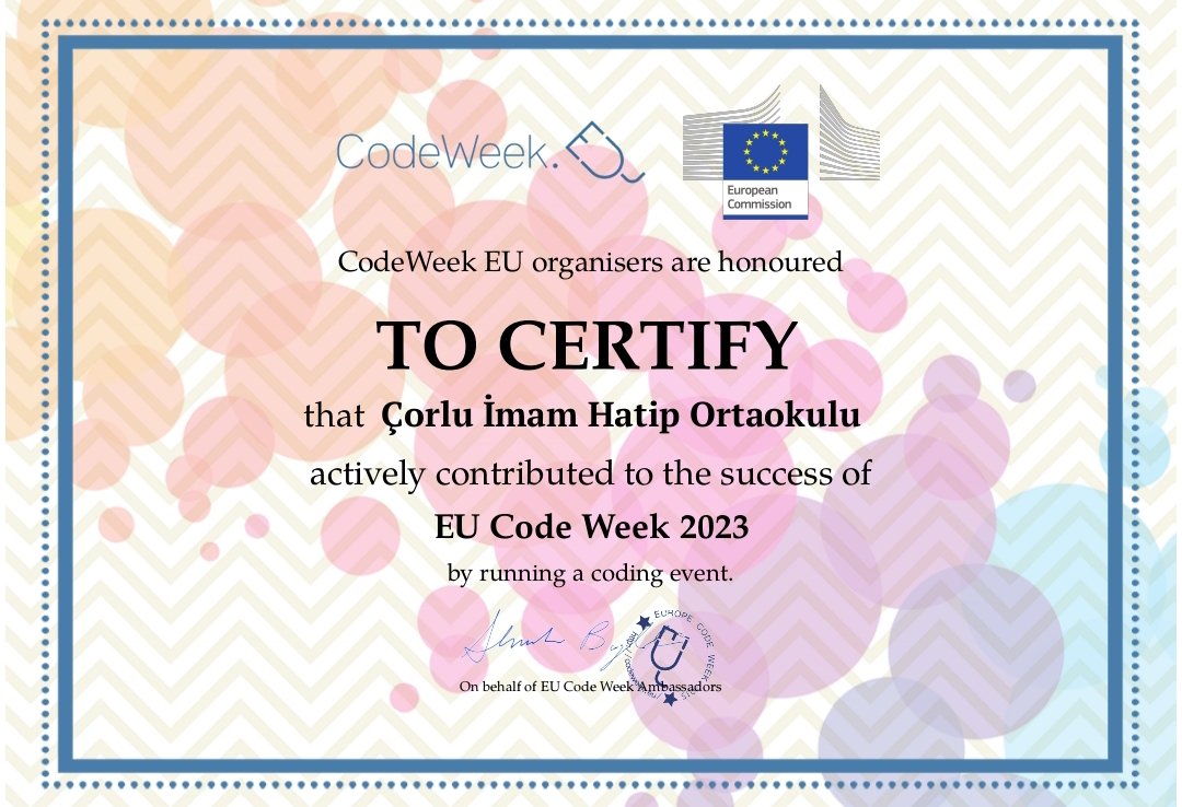 CorluHatip's tweet photo. @tekirdagmem @ersanulusan @TekirKod @CodeweekTurkiye 
#codeweek #codeweekturkiye #tekirdkod https://t.co/SlICIJk6ru
