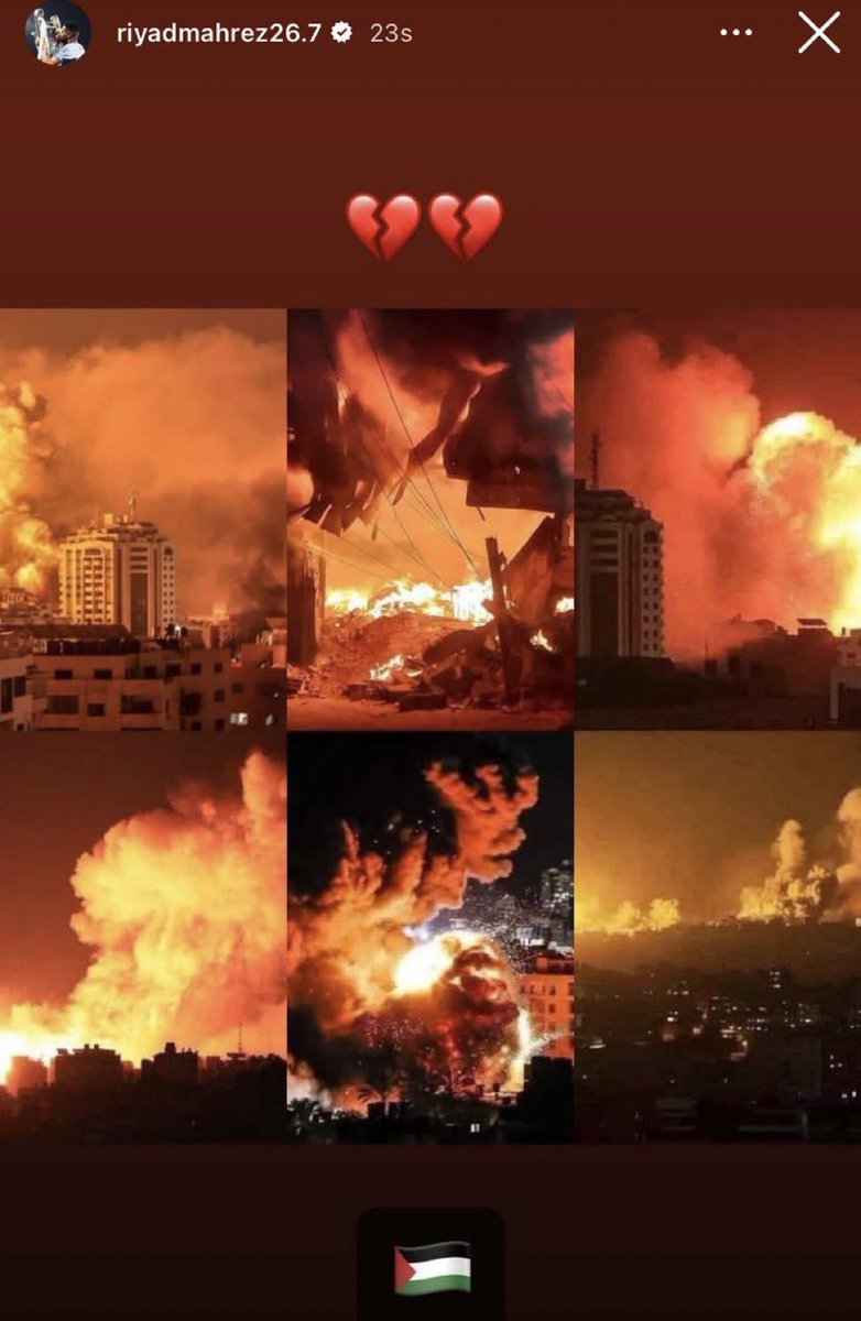 EPLworld's tweet photo. رياض محرز نشر ما يحدث في فلسطين عبر ستوري انستغرام💔🇵🇸 https://t.co/Pe8cSb8WrM