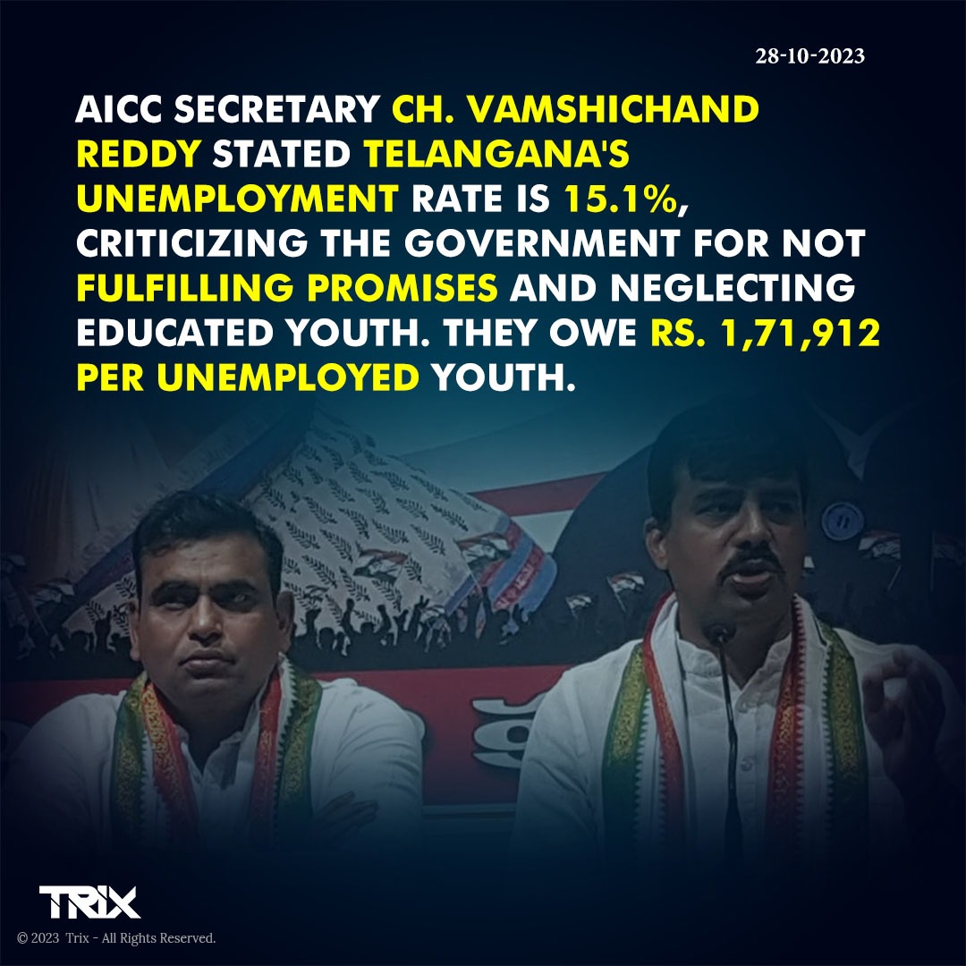 'AICC Secretary Criticizes High Unemployment Rate in Telangana'

#AICCSecretary #TelanganaUnemployment #YouthEmployment #GovernmentPromises #EconomicChallenges #YouthDebt
#trixindia