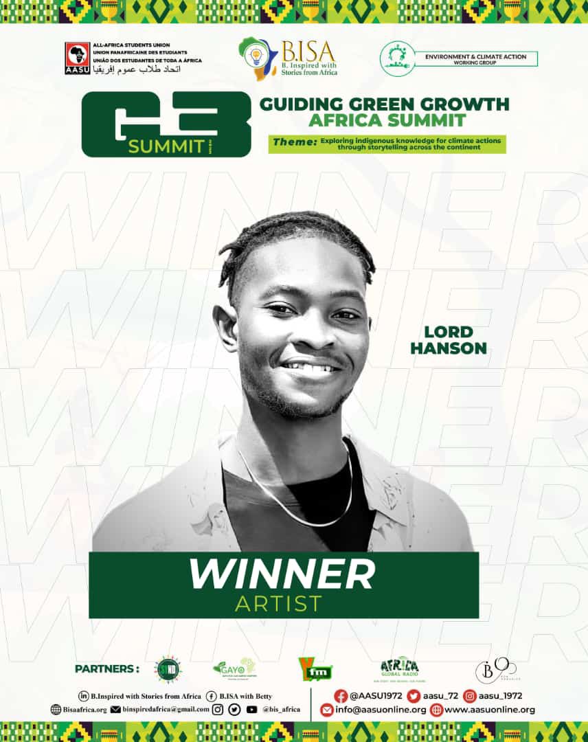 YouthNREGGh's tweet photo. Join us in celebrating the incredible talent of @KwabenaHanson9 who a week today secured a well-deserved victory in the Photography &amp; Arts category(Winner) at the #G3Summit. 

His stunning artwork left us in awe. 
Congratulations on your remarkable achievement, Lord. https://t.co/Goy4P6jpGH