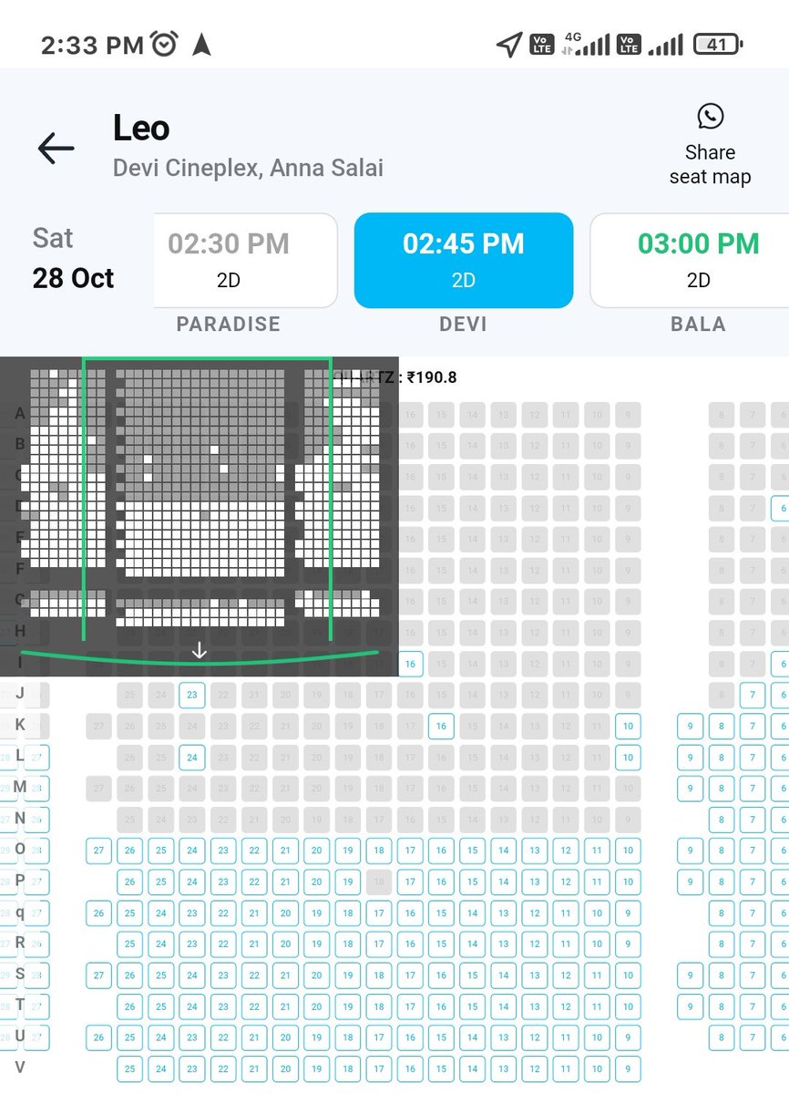 i_RA_Anand's tweet image. Leo - Day 10
Saturday Matniee Show status in Devicineplex

#DeviParadise (1047 seats) - around 25% Full
#Devi (838 seats)  - 40% Full
#DeviBala (308 Seats) - 10% Full

(15mins before showtime)