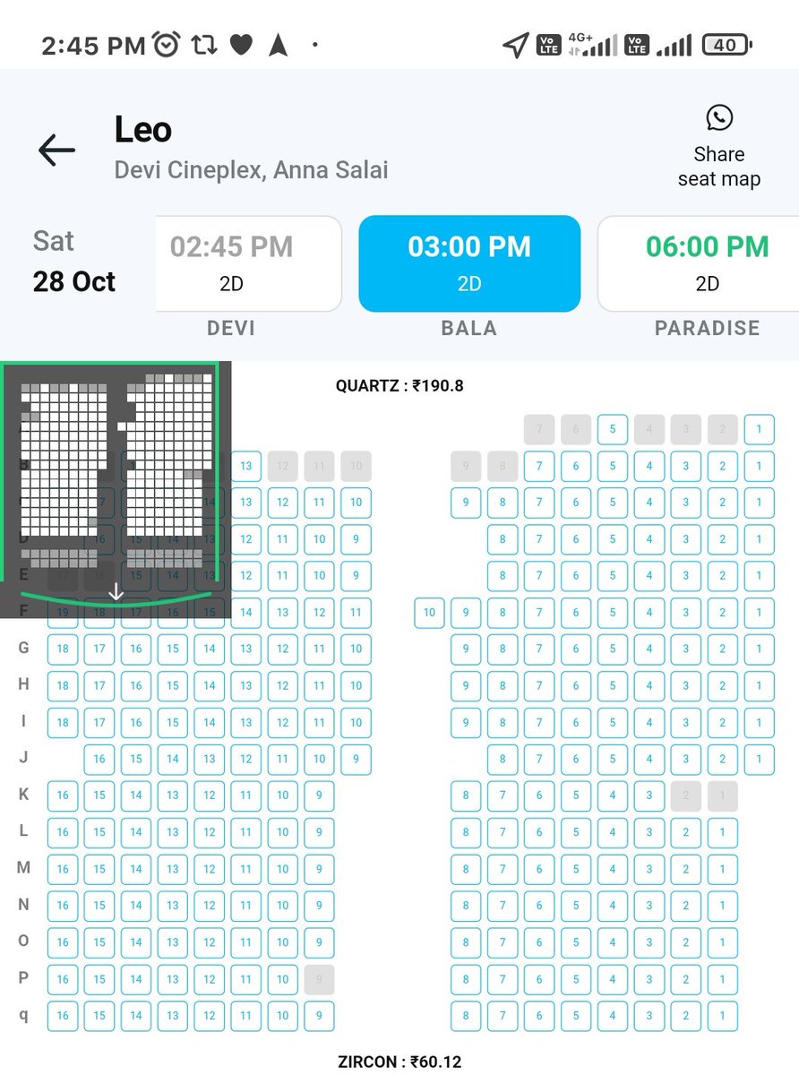 i_RA_Anand's tweet image. Leo - Day 10
Saturday Matniee Show status in Devicineplex

#DeviParadise (1047 seats) - around 25% Full
#Devi (838 seats)  - 40% Full
#DeviBala (308 Seats) - 10% Full

(15mins before showtime)