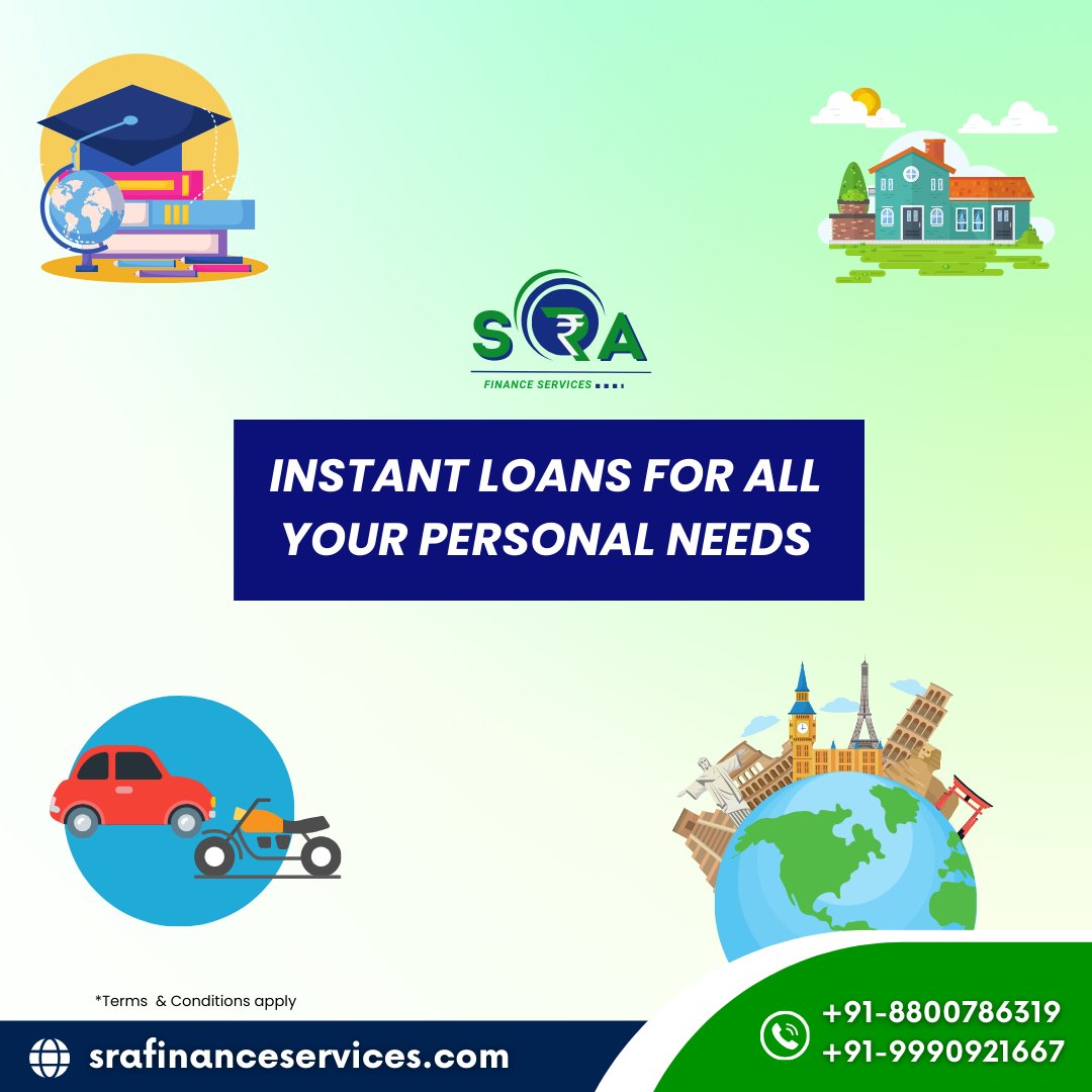 'Instant Loans for All Your Personal Needs! 💫

SRA Finance Services offers quick and hassle-free loans designed to meet your personal requirements. Whether it's a sudden expense or fulfilling a dream, we've got you covered.

#InstantLoans #FinancialSolutions #SRAFinanceServices