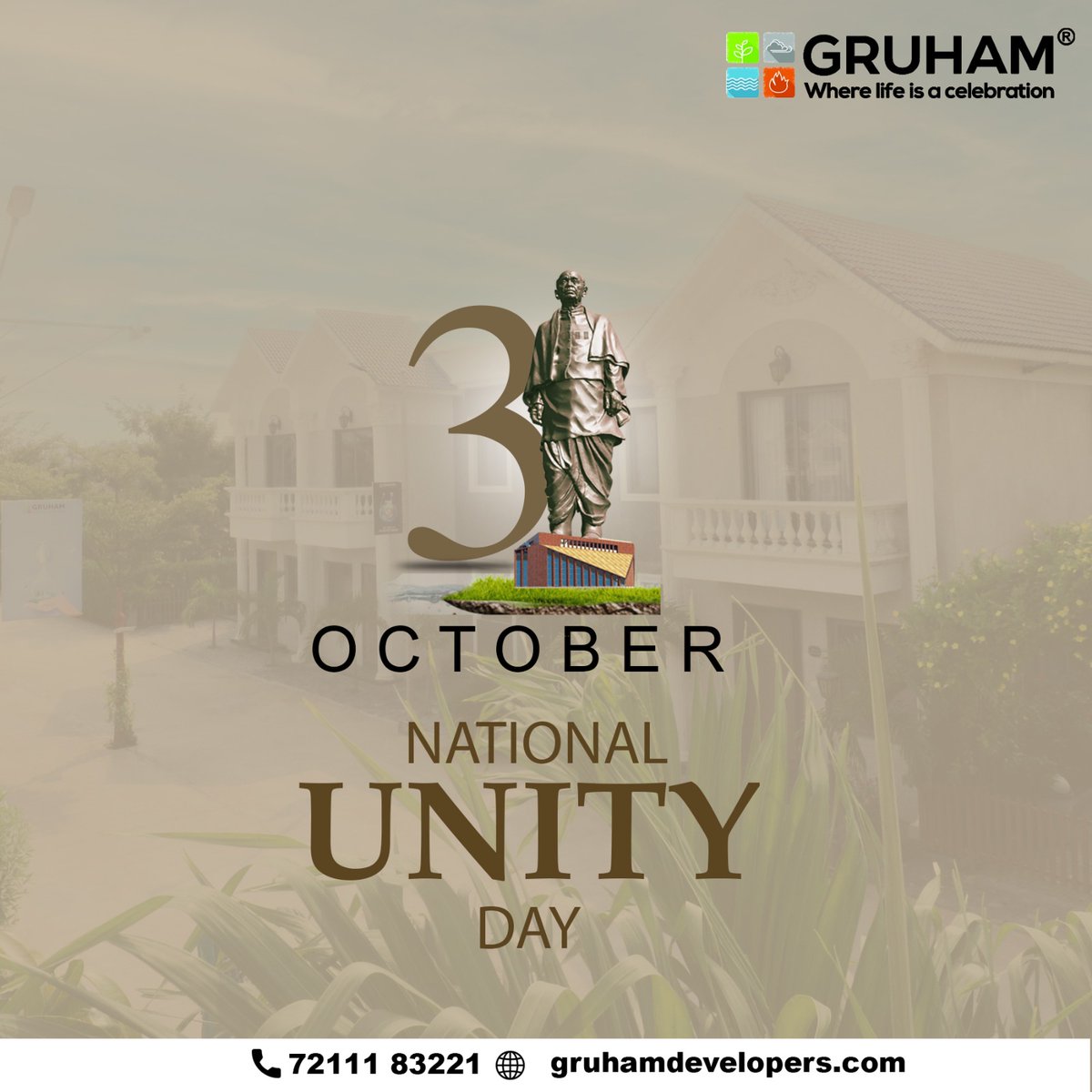 Architect of Unity: Gruham Developers honors the legacy of Sardar Vallabhbhai Patel on his Jayanti

#GruhamDevelopers #Gruham #SardarPatelJayanti #IronManOfIndia #StatueOfUnity #UnityDay  #IndiaUnite #BharatRatnaSardarPatel #PatelLegacy #LeaderOfUnity #RoleModel