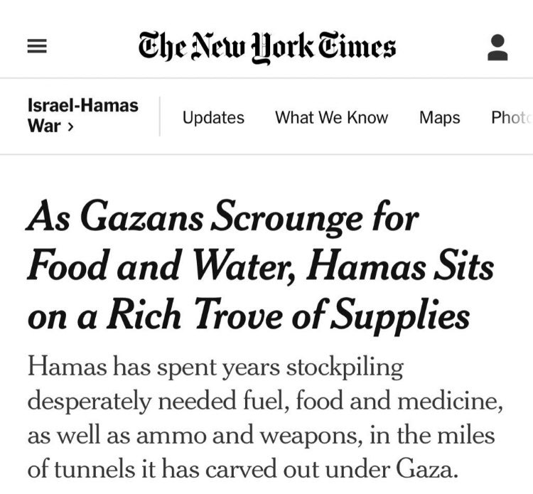 Dans les tunnels de Gaza, le Hamas a planqué mois après mois des tonnes de médicaments, de l’eau et beaucoup de carburant, mais le Hamas garde tout ça pour ses soldats-terroristes et pas pour le peuple palestinien qui en est dramatiquement privé.
