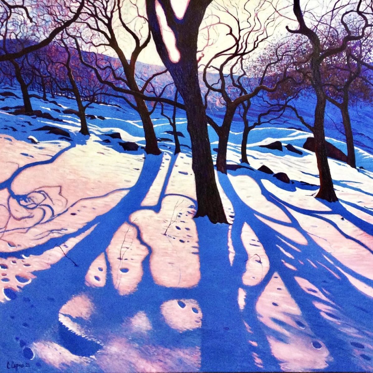 This incredible painting by Chris Cyprus is part of our current show 'Walk Into Winter'
Whispering Souls
Oil on canvas
120 x 120cm

All images © the artist.
#Cheshire #MaccArtLounge #GrosvenorShoppingCentreMacclesfield #ChrisCyprus #WalkIntoWinterExhibition #NorthernArt #Northern