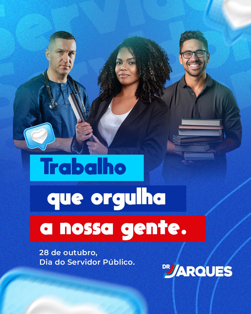 DrJarques's tweet photo. Nossos servidores públicos merecem respeito e reconhecimento por seu trabalho incansável em prol do bem comum. Eles são inclusive responsáveis por construir um futuro promissor e justo. Obrigado pela sua dedicação. 

28 de outubro, Dia do Servidor Público

#servidor #comemoracao https://t.co/EX4Gz549rN