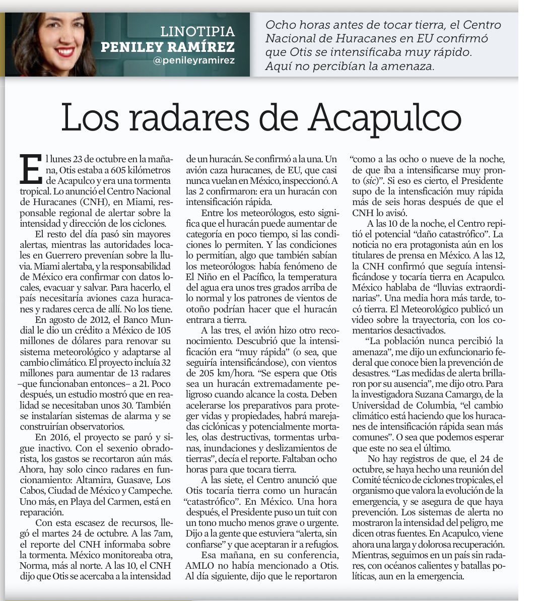 Los radares de Acapulco, mi #Linotipia de hoy en @Reforma, @muralcom y @elnorte. Normalmente solo comparto el link a mi columna, pero creo que hoy es necesario postear también la foto. Pueden leerla, aquí reforma.com/bVxOnr
