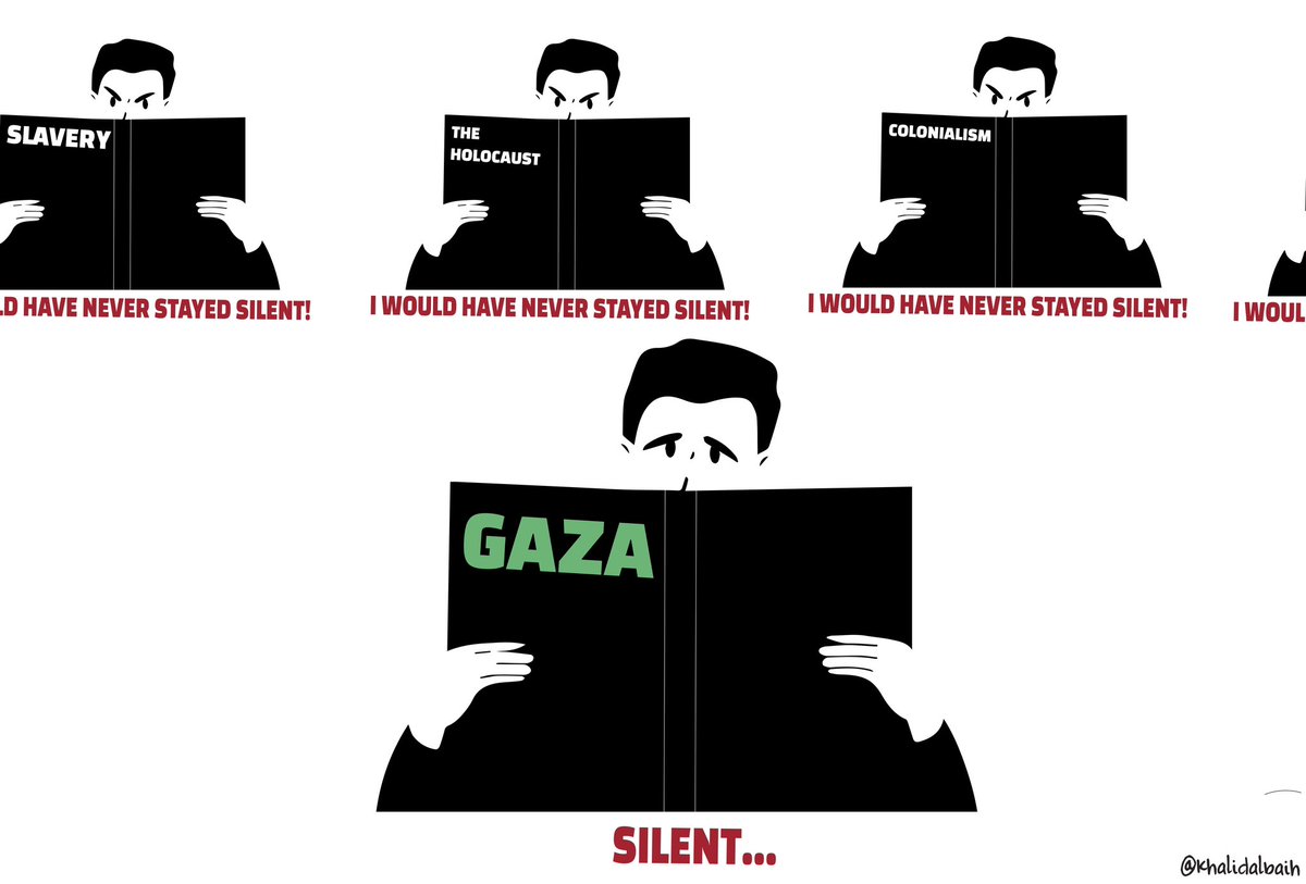 khalidalbaih's tweet photo. #Khartoon - Silent … #istandwithisrael #hamasisisis #gazaunderattack #palestine #watercolor #booklover https://t.co/FjBpTsZR52