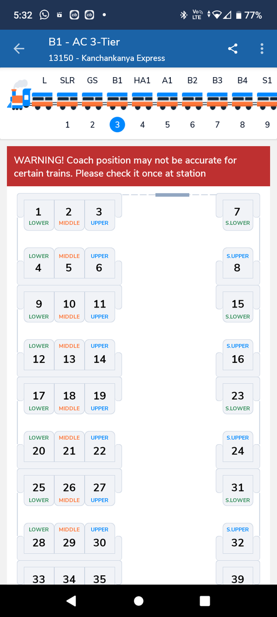 DebojitKoley's tweet photo. When I also checked the coach position of 13149 up train...then it shows that a/c coaches are also in front portion of the engine..how is it possible ...In up and down train a/c coaches are in same portion ...kindly help me to resolve this issue. 
Date :-28/10/23
PNR:- 6221795836 https://t.co/Mp6Svc8Tkb