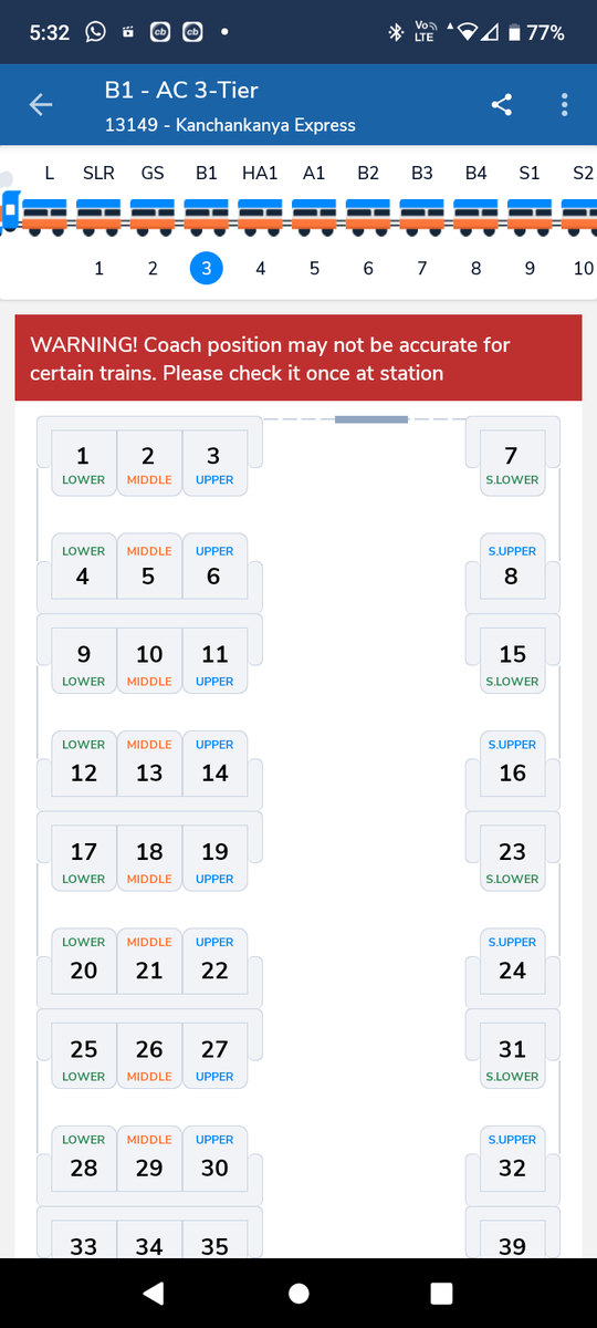 DebojitKoley's tweet photo. When I also checked the coach position of 13149 up train...then it shows that a/c coaches are also in front portion of the engine..how is it possible ...In up and down train a/c coaches are in same portion ...kindly help me to resolve this issue. 
Date :-28/10/23
PNR:- 6221795836 https://t.co/Mp6Svc8Tkb