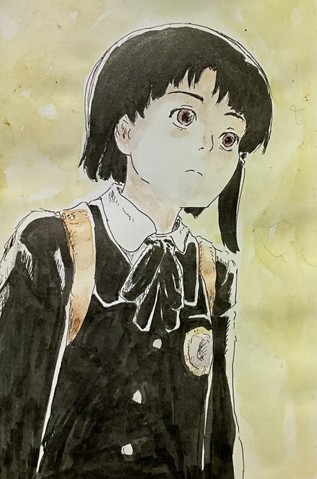 #SerialExperimentsLain  鬱ゲームで有名なレインのレインちゃん。 目の大きさや離れ具合が絶妙にむずかしい。 よく90年代を代表するキャラデザってスレイヤーズとかセイバーマリオネットみたいな絵があげられるけど、自分的にはレインとか森本晃司とか村田蓮爾っぽい絵だなあ。