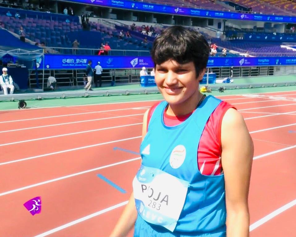 It is an outstanding Bronze for Pooja in Women's 1500m T-20 at the Asian Para Games! Heartiest congratulations Pooja. Her grit and incredible performance have led to this success.