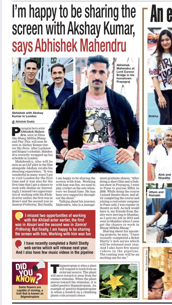 When u get so much love and support then it motivates you.🙏❤️🧿
In today’s @timesofindia “Allahabad Times”.
Also published in Lucknow, Varanasi, Meerut, Agra, Bareilly and many more. 
Special thanks to Abhishek Shukla & team. 
#Actor #AbhishekMahendru #Skyforce #prayagraj