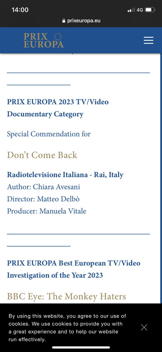 Unsere Koproduction mit der #RAI von Chiara Avesani und Mateo Delbo wurde beim <a href="/PRIXEUROPA/">PRIX EUROPA</a> ausgezeichnet 👍🥰🍾✌️#THEMA <a href="/ARTEde/">ARTE</a> <a href="/ARTEpresse/">ARTE Presse</a> <a href="/YUZUProductions/">Yuzu Productions</a>