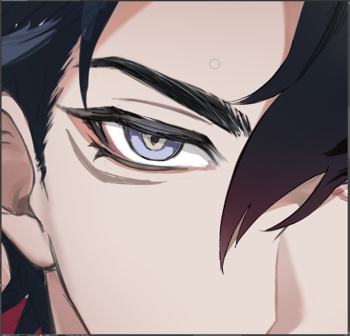 1boy male focus solo black hair close-up looking at viewer eye focus  illustration images