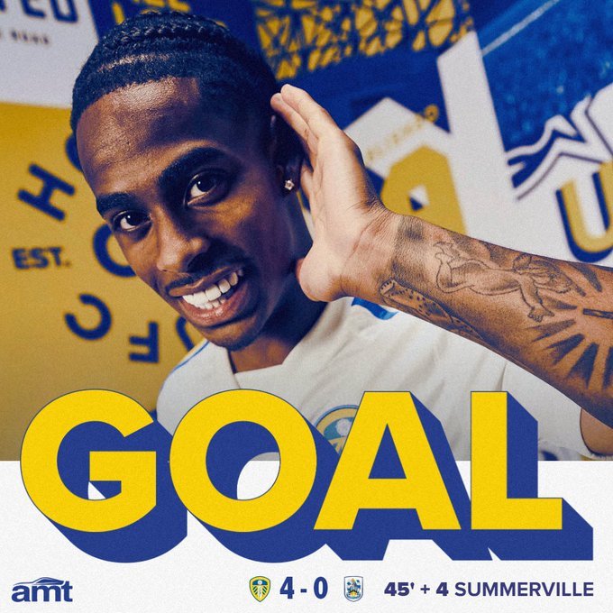 Div_Inf_England's tweet photo. Otro del Leeds, otro de Summerville, hay doble doblete en los Peacocks.
Leeds United 4-0 Huddersfield Town
#lufc #htaf https://t.co/l3OU4Od6P5