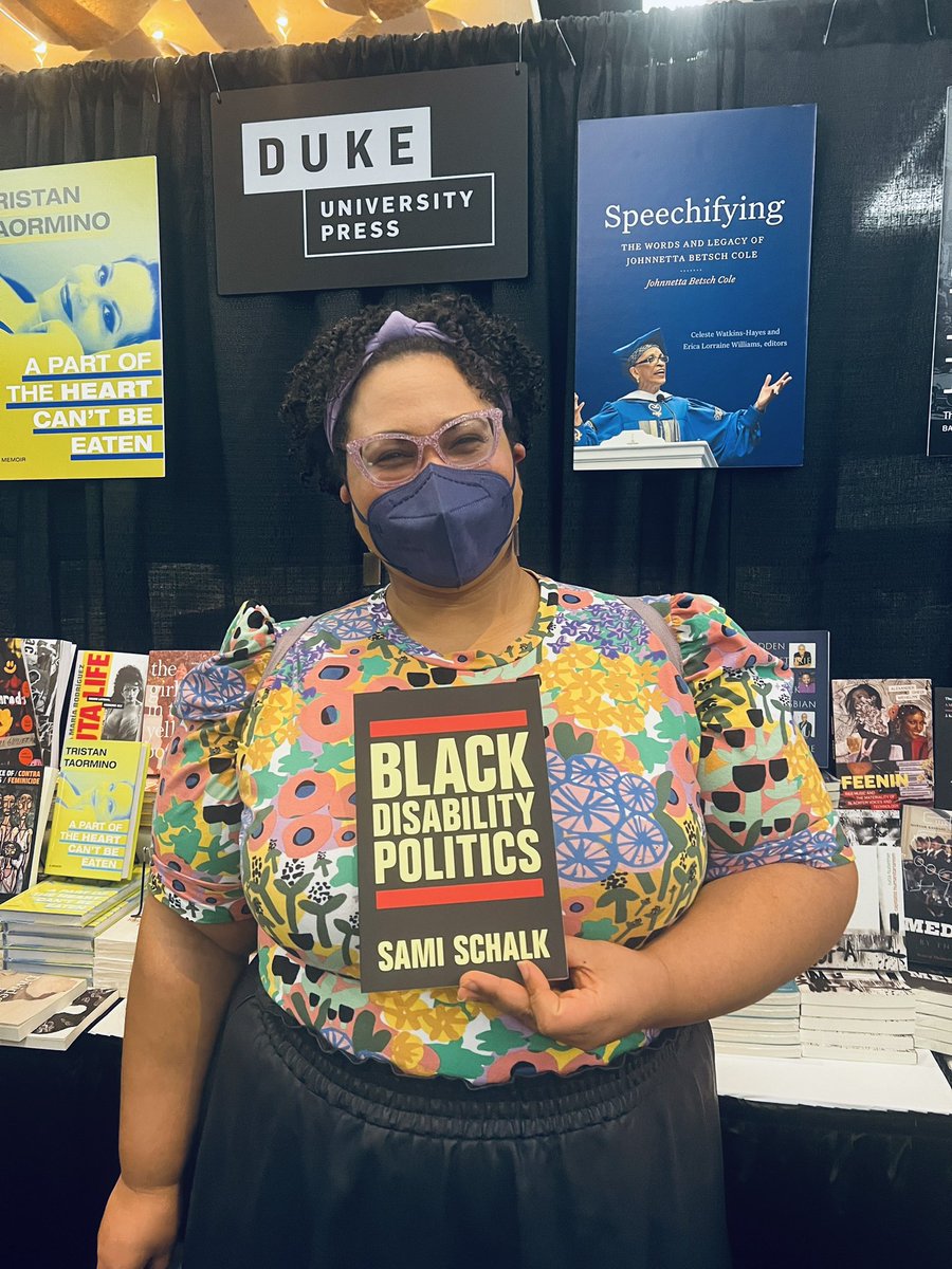 Hey #NWSA2023! At 1pm in Key Ballroom 1 there’s a fab Black feminist author showcase panel about my book #BlackDisabilityPolitics featuring @ProfessorCrunk, @blackademicmama & @stayinthemfcut! Swing by the @DukePress booth at the exhibit hall to buy your copy for me to sign!