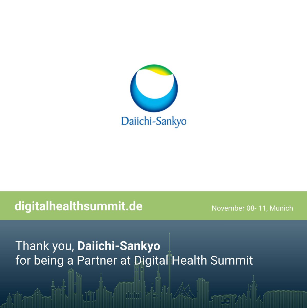 Meet our Partner Daiichi-Sankyo at the DHS23 in Munich! 
Register on our Website and get your Tickets: buff.ly/2GUr57o 

#dhsmuc #DHS23