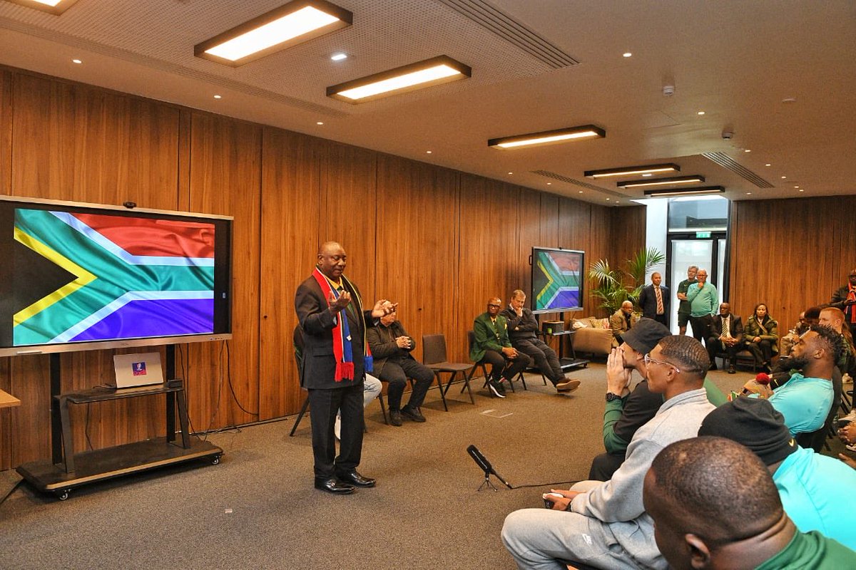 Never in a Rugby World Cup tournament has any team had to travel on such a difficult road as the @Springboks team of 2023, having beaten the top-ranking rugby teams in the world to reach this final. I spoke to the boys earlier today and informed them of the 62 million people back