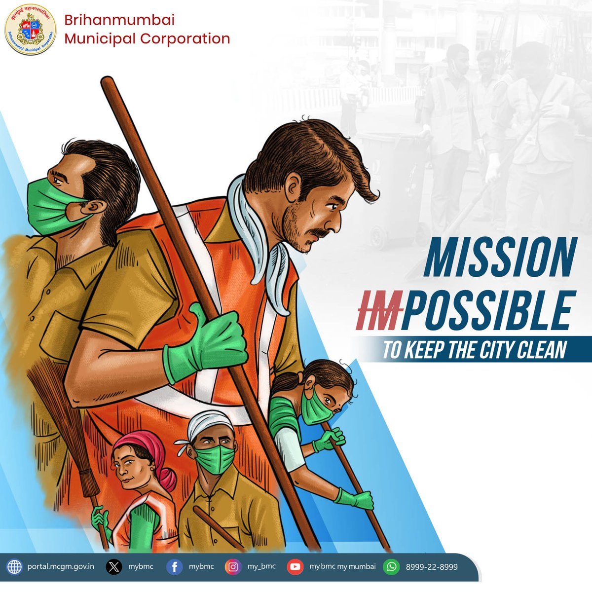 Let's turn 'Impossible' into
 'I̶m̶Possible for a cleaner and greener city🌿🧹🌱🏙️. Do your bit 🌍!

#BMC 
#cleanliness 
#CleanMumbai