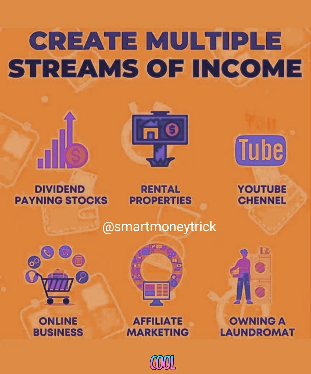 Create multiple streams of income. 
#onlinearning
#makemoneyonline 
#PassiveIncome 
#Earnmoneyonline