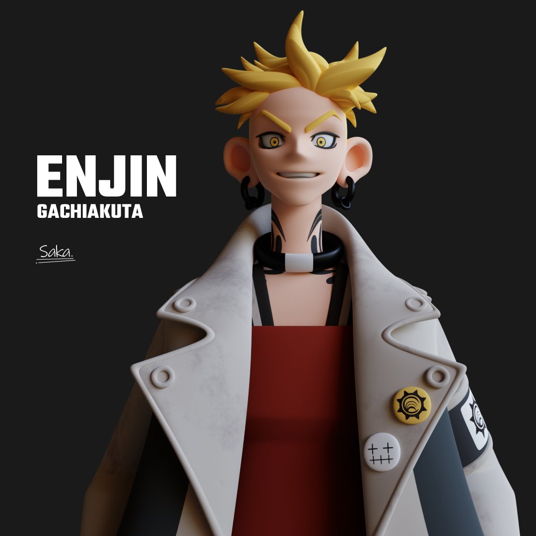 Noticed I haven't properly model Enjin's face, so here he is.

#gachiakuta #manga #enjin #fanart #3DModel #3dartwork #3drender #charactermodel #blender