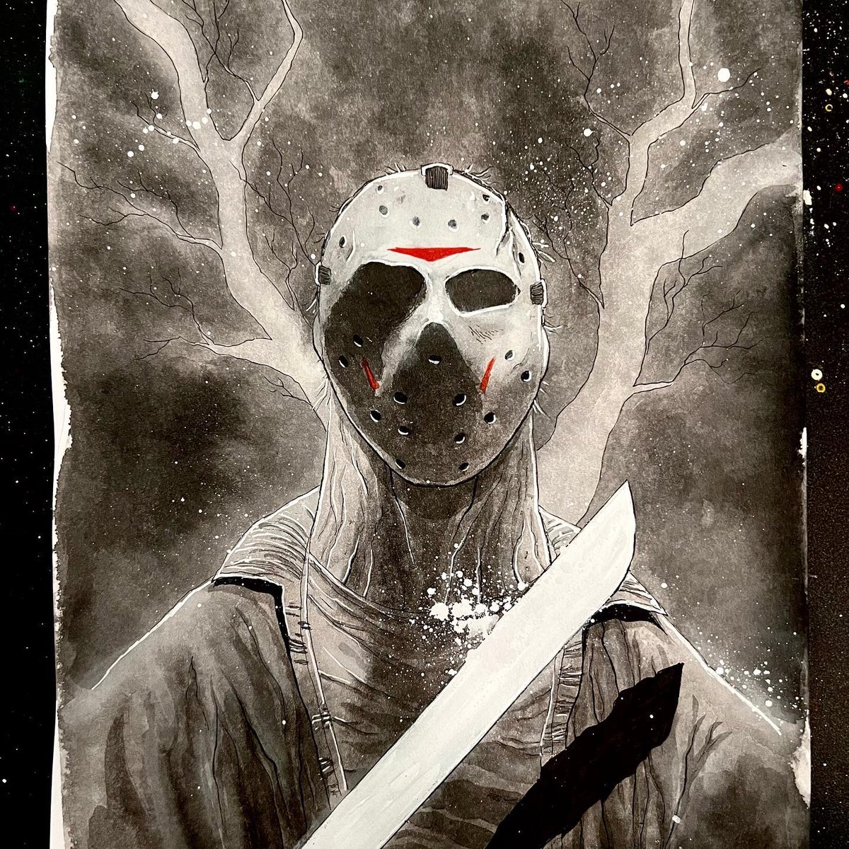 Templesmith's tweet image. Helltober day 28: Jason

He just wants you to turn down the music, honestly. #jasonvoorhees #jason #helltober #FridayThe13th
