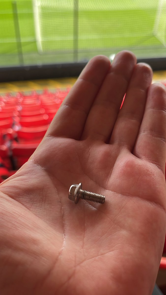 Just had our lid taken away, but don’t worry there are loose screws on the ground in the North Stand 😅 #afcb