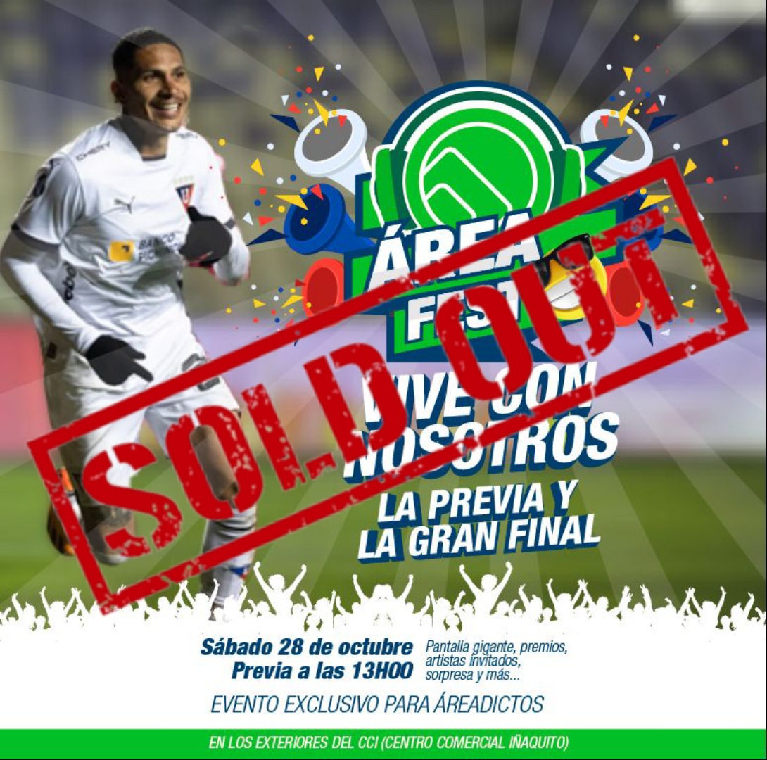 AreaDeportivaFM's tweet photo. 🚨 Atención| Gracias por su confianza áreadictos, tenemos sold out de entradas para nuestro #AreaFest 🔥

Nos vemos en los exteriores del CCI para la previa y partido de la Gran Final de Sudamericana ⚽, desde la 13:00

¡Vivirás una experiencia increíble! https://t.co/JromPyROrn
