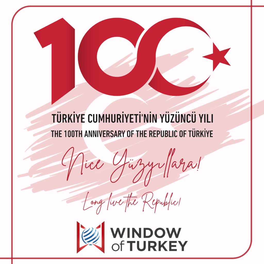 Türkiye Cumhuriyeti’nin Yüzüncü Yılını Kutlarız 🇹🇷🇹🇷🇹🇷

Happy 100th Anniversary of The Republic of Türkiye 🇹🇷🇹🇷🇹🇷

#cumhuriyet 
#Türkiye