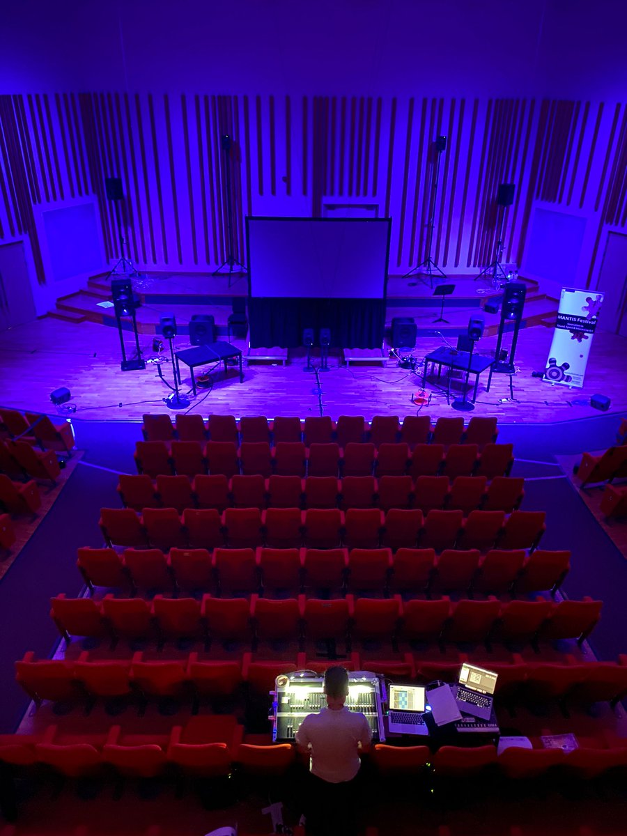 Mantis Festival rehearsal now!!! First concert at 6pm today at Cosmo Rodewald Concert Hall. ➡️ A 50 #genelec-speaker diffusion system setup! (cinema for the ears) ➡️ Programme details here: mantisfestival.com #manchester #music #genelec