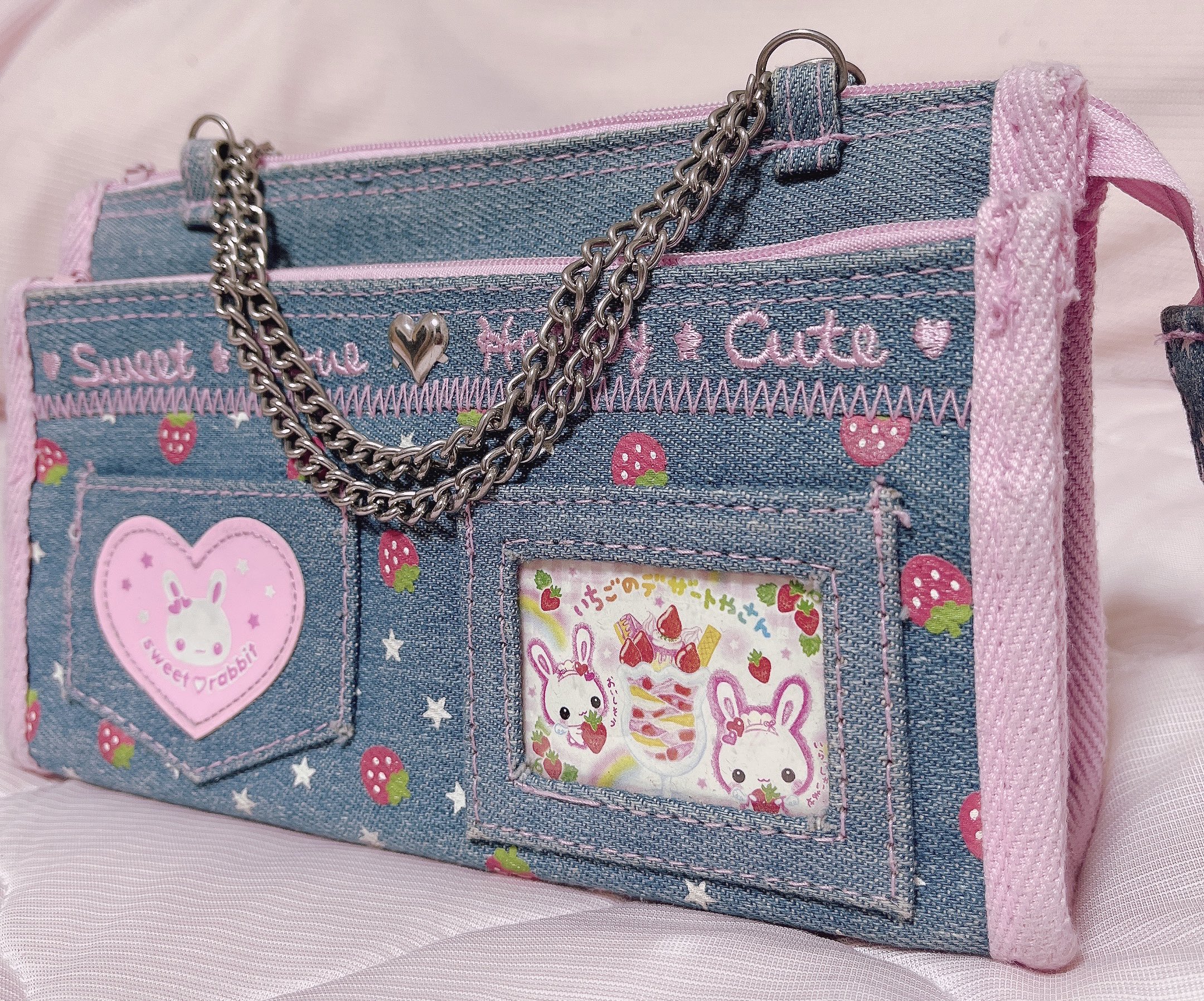 即購入OK♡フワフワらびちゃん♡デニムペンケース♡平成レトロ♡新品