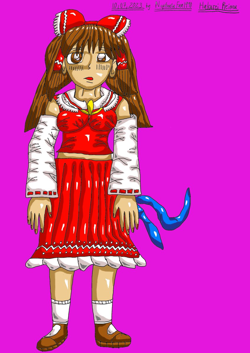 NeptuniaFan1990's tweet photo. Here is a cool drawing of Reimu Hakurei (from Touhou Project) for your enjoyment. I did this drawing with the Krita software ,with a Wacom drawing tablet ,on a computer, btw.

#reimuhakurei #touhouproject #animegirl #animefanart #digitalart #digitalartwork #kawaii #fanart https://t.co/sadaFtsf9L