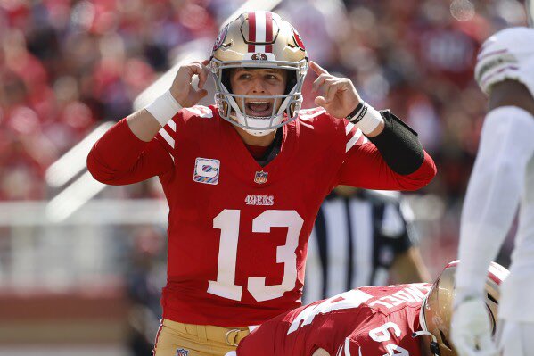 RapSheet's tweet image. #49ers QB Brock Purdy has cleared the NFL’s concussion protocol and will start Sunday vs the #Bengals. He was a full participant on Friday and had been listed as questionable.