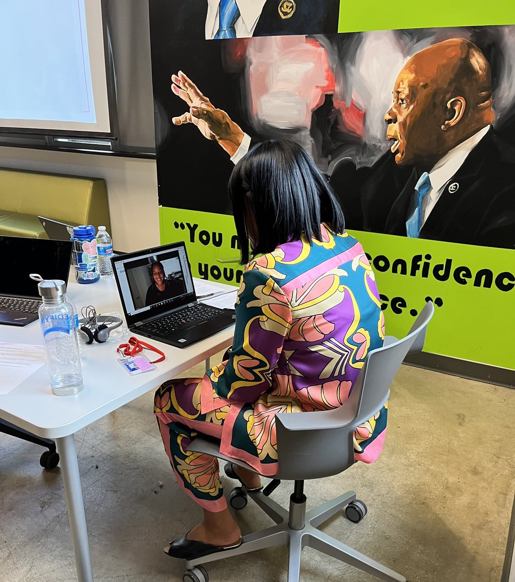 “You must have confidence in your competence.” 

Perfect quote and backdrop from the late Elijah Cummings as Cris, one of the new teachers we are mentoring in Baltimore talks with her Edifier, Sebrina Lindsay-Law, Ed.D., CPDC at our recent hybrid meet and greet session. 

Need