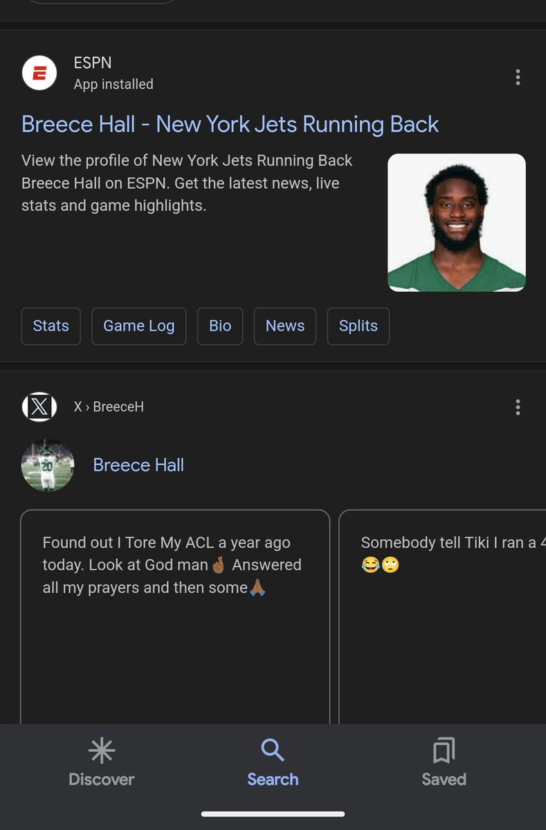 c_basora's tweet photo. Correct me if I'm wrong but this is not Breece Hall. Lmao the Internet is crazy. https://t.co/59pTJLX1x9