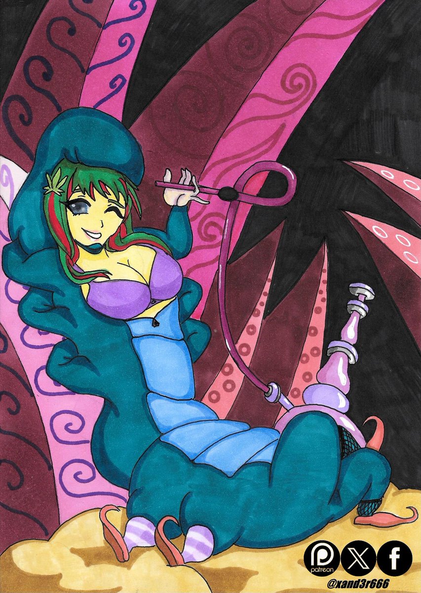 xand3r666's tweet photo. Bonus #HushHush Spoopy-tober  

#AliceD as the #hookah smoking #caterpillar from #aliceinwonderland 

@MiosChannel @sadpandastudios

Here you go @PurpleKingCrazy

#Halloween2023 #fanart #traditionalart #weedgirl #WeedLife https://t.co/dS9mGbYvBG