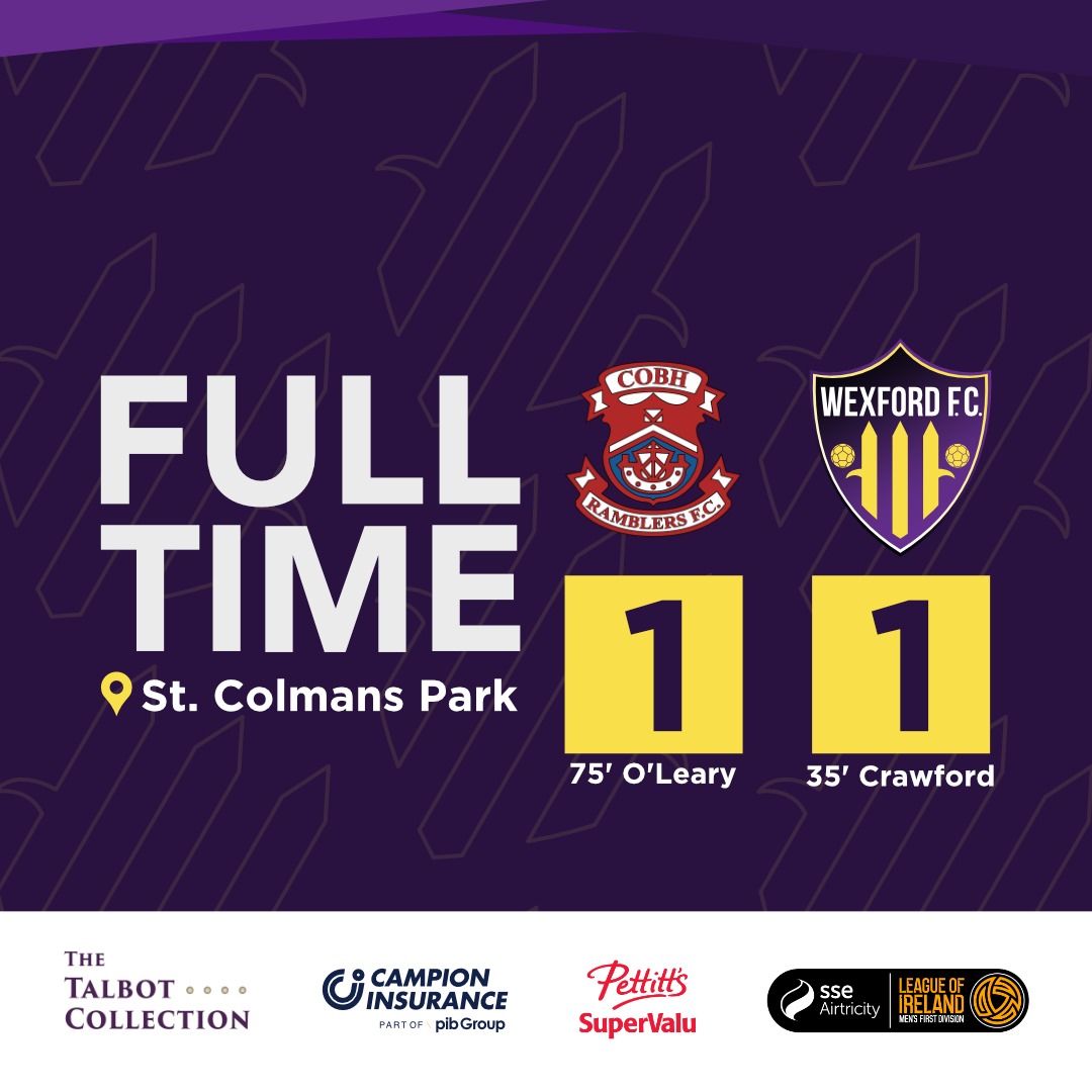 WexfordFC's tweet photo. Gave it absolutely everything 👏

So proud of the effort and a fantastic season.  Well done to all the management and squad.  Could not have been closer

HUGE thanks to our fans tonight.  You turned up big time as you have all season.  Thank you 💜💛 https://t.co/YuLatJ0Bir