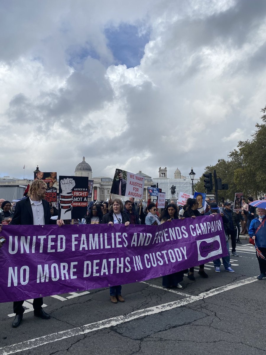 npolicemonitor's tweet photo. Today was the annual @UFFCampaign march to Downing Street.
Today we came together and remembered loved ones who died at the hands of police violence. 
We stood united with those in Palestine also suffering at the hands of state violence.
No justice, no peace. https://t.co/hso3TmE9cn
