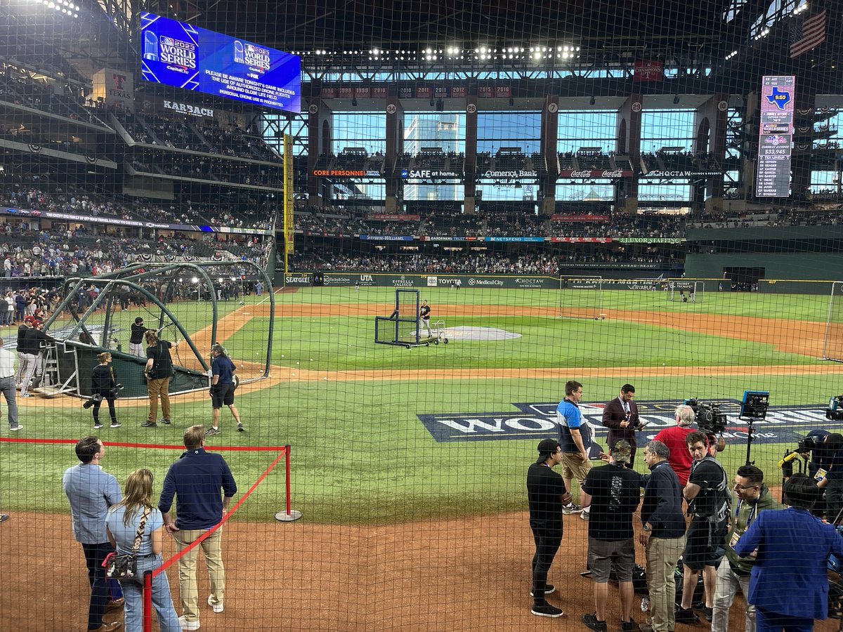 BrianDHimes's tweet photo. World Series Game 1. Best game I have ever been to in person. Was great to see my #Rangers win but Kudos to the #Diamondbacks they are a great team and their players are super friendly. https://t.co/Bkv6DbafGl