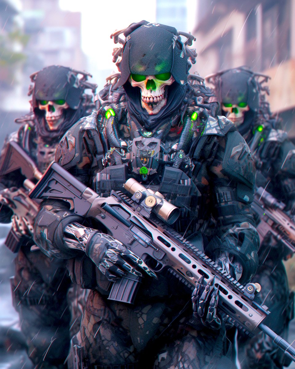 ai_altdims's tweet image. Good Morning Folks! The Undead Mercs are Ready For Service! Hope You Have a Chill Sunday!
#Mercs #Mercenary #Mercenaries #Soldier #Soldiers #GunsforHire #Guns #Weapons #Skulls #Red #White  #Midjourney #Ai #AiArt #Niji #Sunday