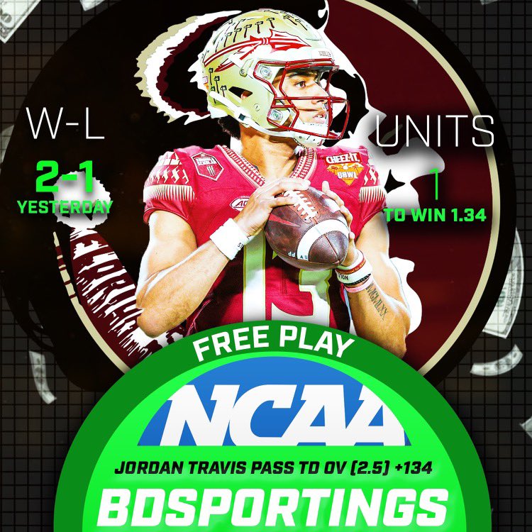 Beautiful Value Delivered In 1 Half ✅

J Travis Pass TD Ov. (2.5)(+144)🔥💸

2 More Free Plays To SWEEP🍿

🚨FREE 2-Day TRIAL🚨

dubclub.win/r/p/pri-vn4xy/…

Always Happy To Help 🤝

#CFB #GambingTwitter #WorldSeries #NHL #NBA #NFL