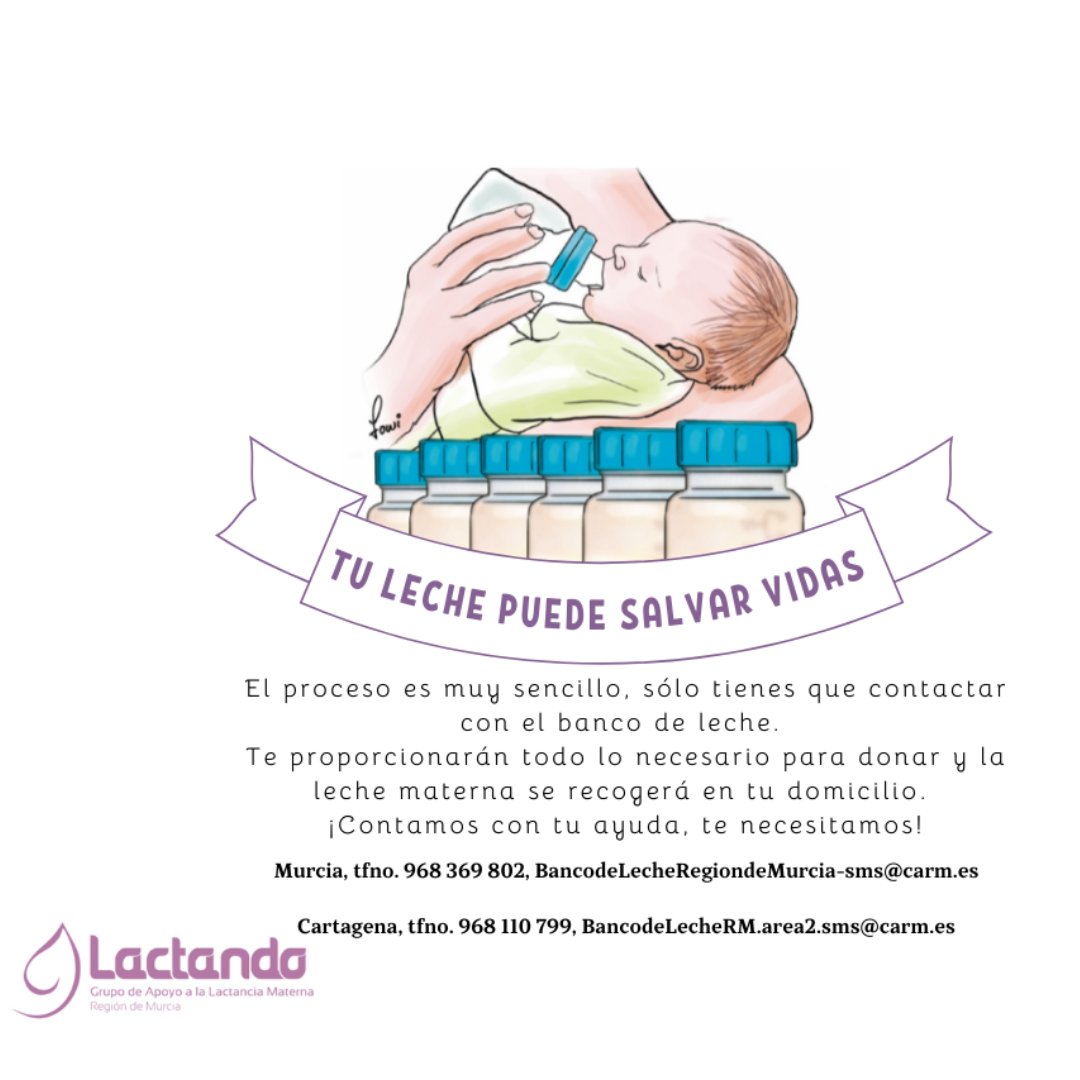 lactandomurcia's tweet photo. Desde #lactando queremos recordaros la importancia del Banco de Leche del Hospital Universitario Virgen de la Arrixaca.
Haciéndote donante de leche materna, puedes salvar vidas.
El proceso es muy sencillo y cómodo. Más info tfnos de contacto (imagen). https://t.co/4OkuCAEnCI