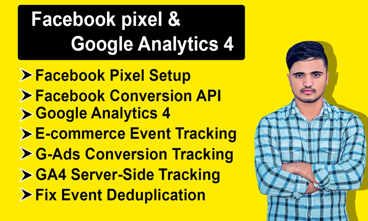 sobujmondall's tweet image. I will Fix or Setup Facebook Pixel, Google Analytics 4 Migration, Conversion API Tracking

#facebookads #facebookpixel #facebookconversionapi #serversidetracking #googleanalytics #googleanalytics4 #ga4 #googletagmanager #conversiontracking #googleads #googleadsconversiontracking