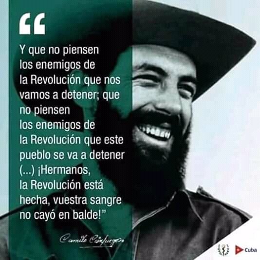 La muerte no es verdad cuando se ha cumplido bien la obra de la vida.

#CamiloVive
#CubaPoLaVida🇨🇺