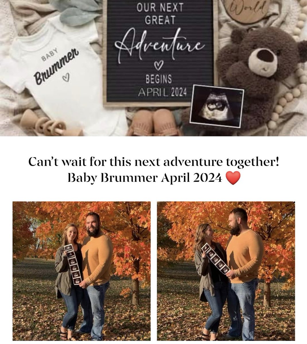 CoachBrummer's tweet photo. Adding to the roster this April...Baby Brummer coming this April. https://t.co/rfXJhb5uHl